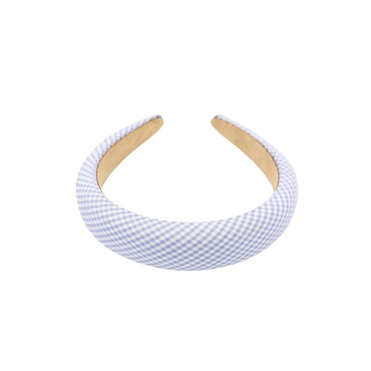 Baby Blue And White Plaid Padded Hairband / Headband