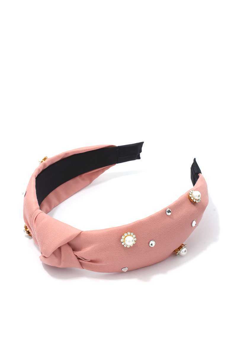 Peach Headband/ Hairband Stud/ pearl knot Headband