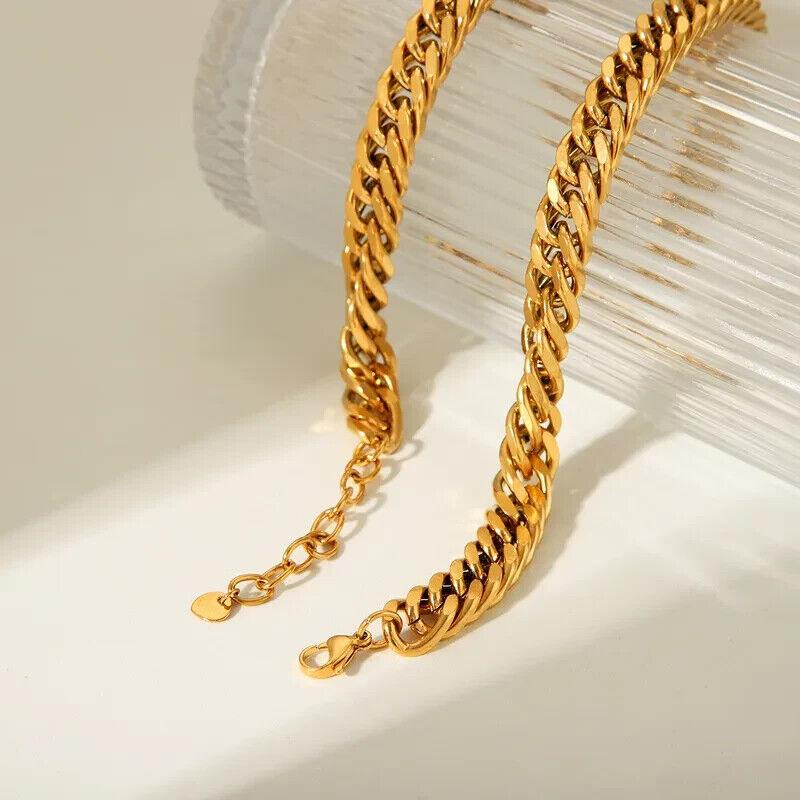 Gold Plated Stainless Steel Plain Chain Necklace