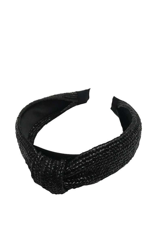 Straw bohemian knot Black Headband/Hairband