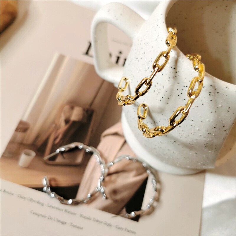 Gold Chain Shapes Hoop Earring