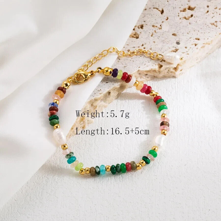 Multicolored And Precious Pearl Handmade Stainless Steel Beaded Bracelet