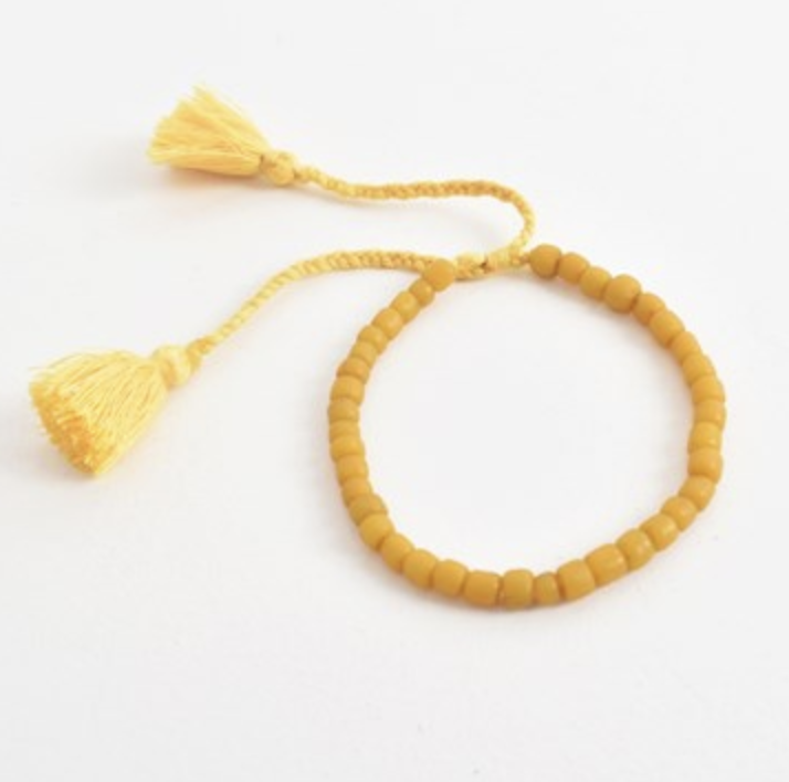 Mustard Beaded Resizable Bracelet/Bangle