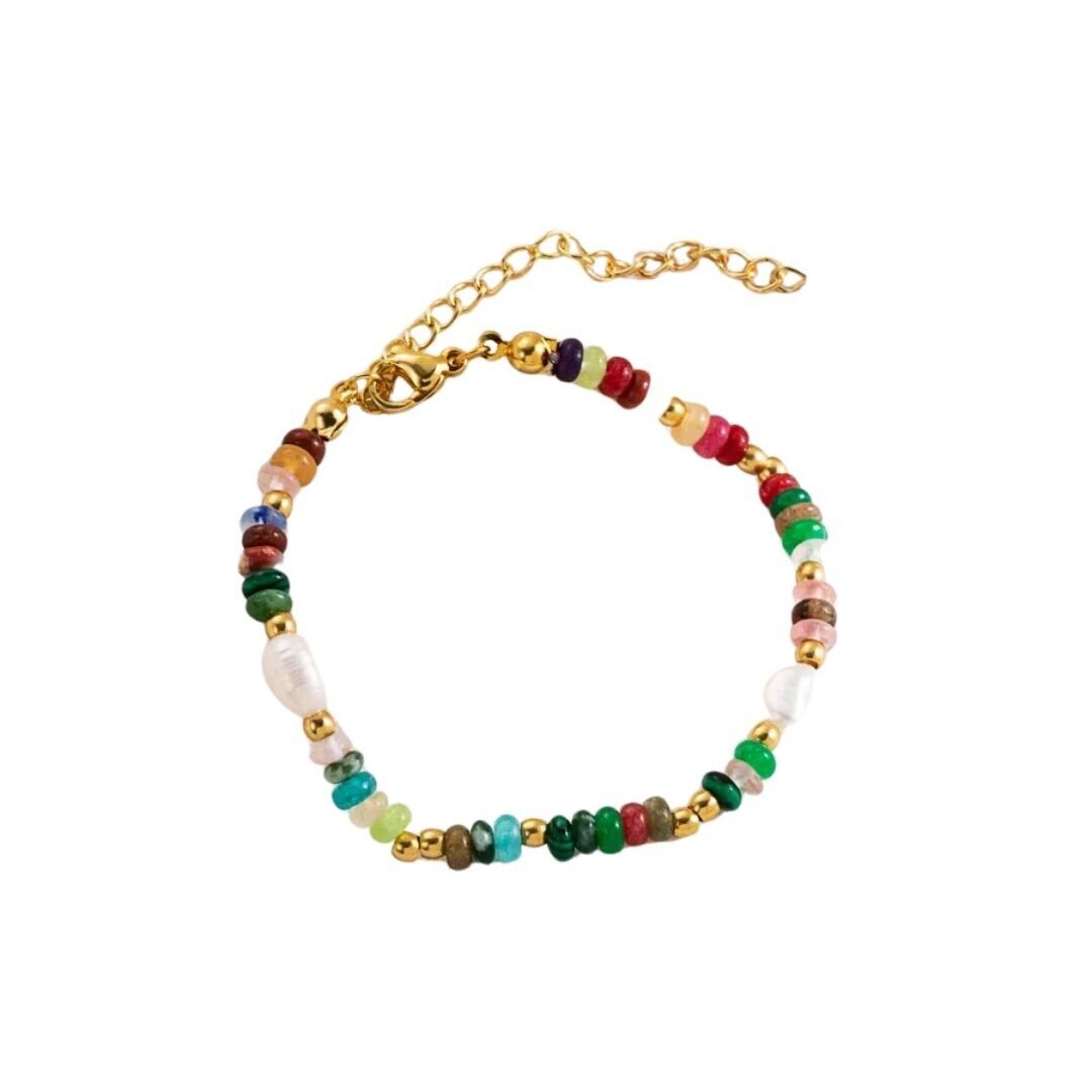 Multicolored And Precious Pearl Handmade Stainless Steel Beaded Bracelet