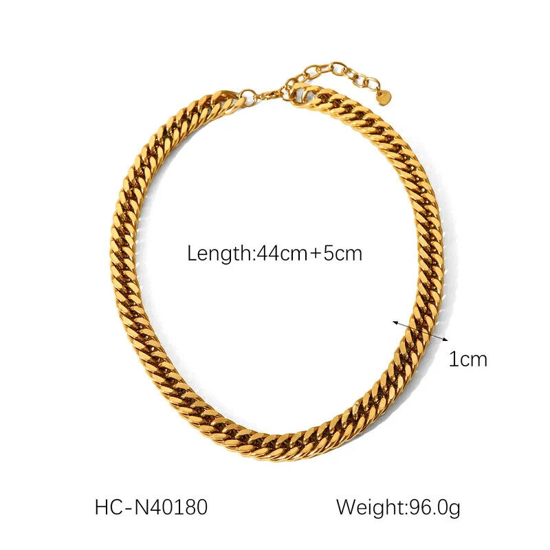 Gold Plated Stainless Steel Plain Chain Necklace