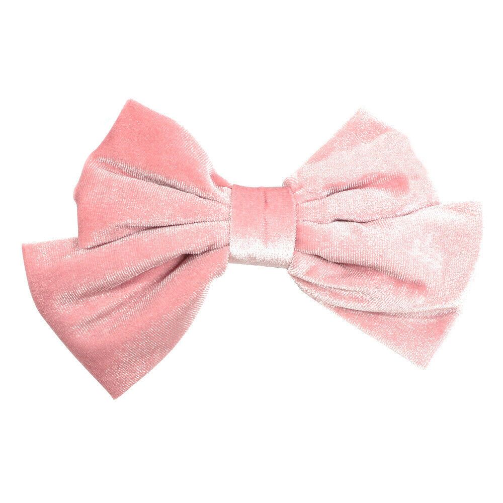 Hair Bow/hair Clip Pink Velvet Barrette